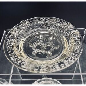 Vintage Florentine Poppy Yellow Etched Glass Trinket Dish Catch All Ashtray‎